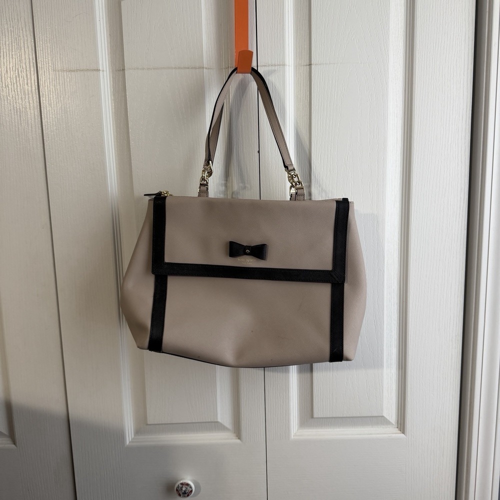Kate Spade Hazel Court Mason Mousse Frosting Black Tote Double Handle Purse
